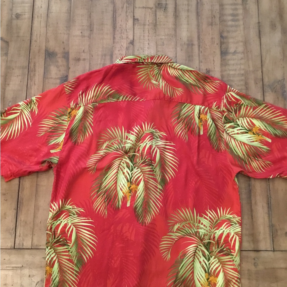 Tommy Bahama Silk Red Palm-Print Camp Shirt - Picture 2 of 3